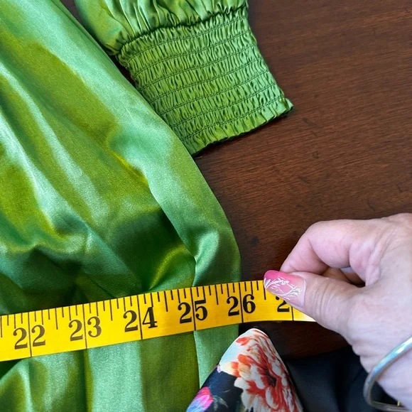 All Saints SZ 0 The‎ Estelle Green  Long Sleeve V-Neck asymmetrical midi dress - Picture 14 of 16